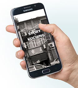 Liu’s Facebook research project ‘The Story of Kuching’ is seen on a mobile phone screen.