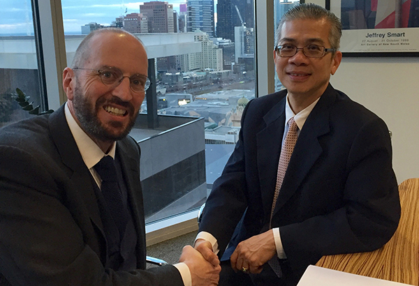 Finico Investments CEO Marcus Sheeran with Dr Eryadi Masli from Swinburne Melbourne