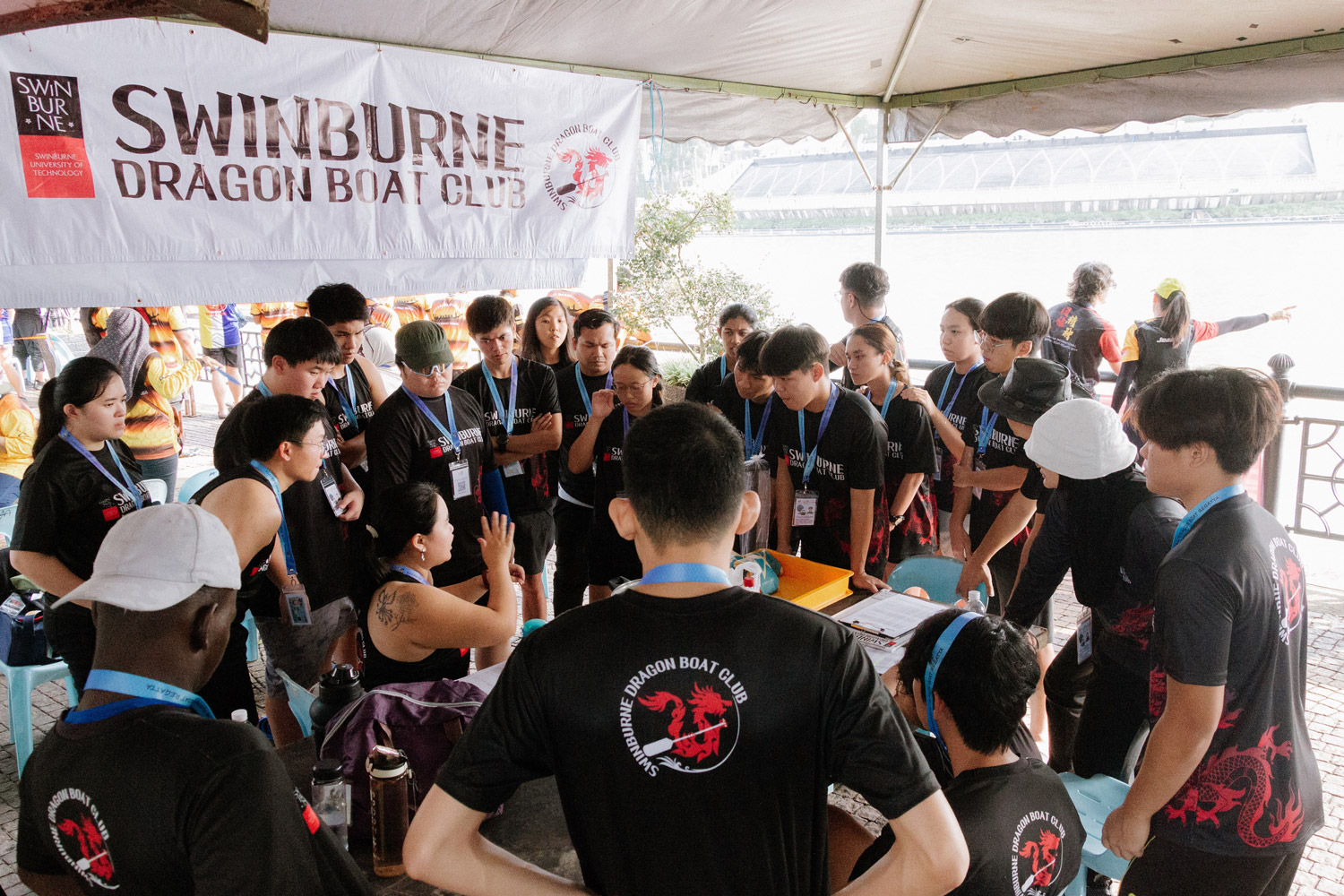 The Swinburne Dragons’ team meeting before the International Premier Open 20 event.