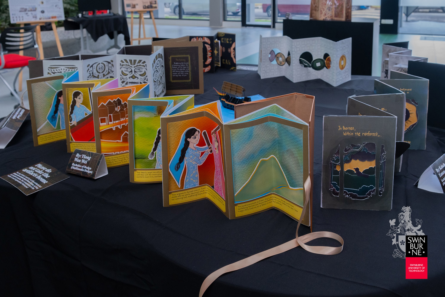 Some of the students' creative projects on display.